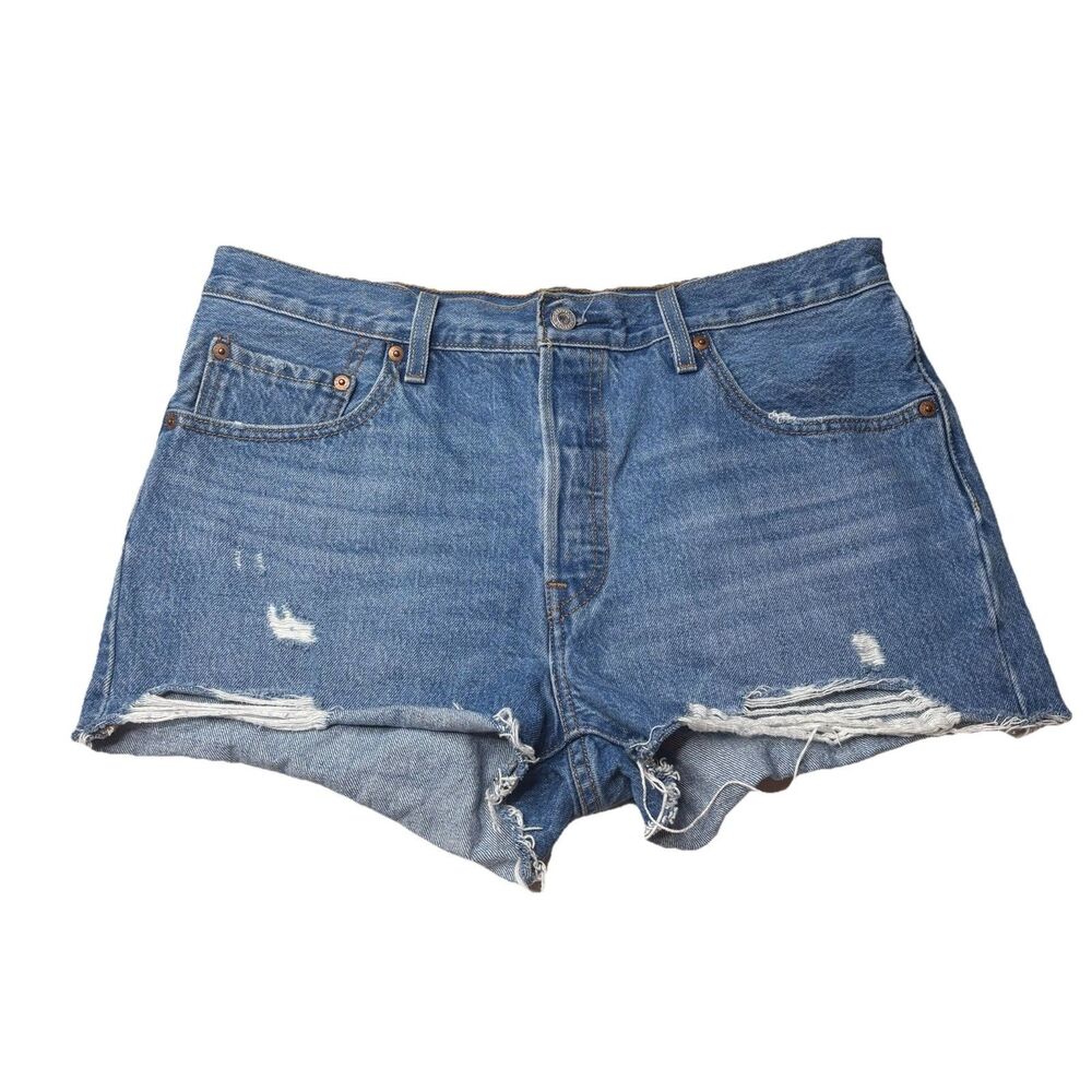 Levi's 501 Original High-Rise Distressed Button Fly Jean Denim Shorts Size 31